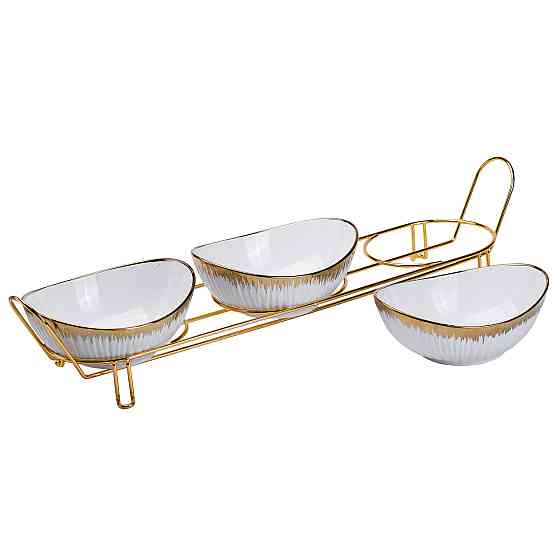 Yiwu Набір менажниць порцелянових на підставці 3 штуки Коломия