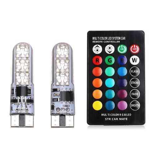 LED T10 W5W лампа в автомобіль 2шт з пультом ДУ, 6 SMD 5050, 16 кольорів Вінниця