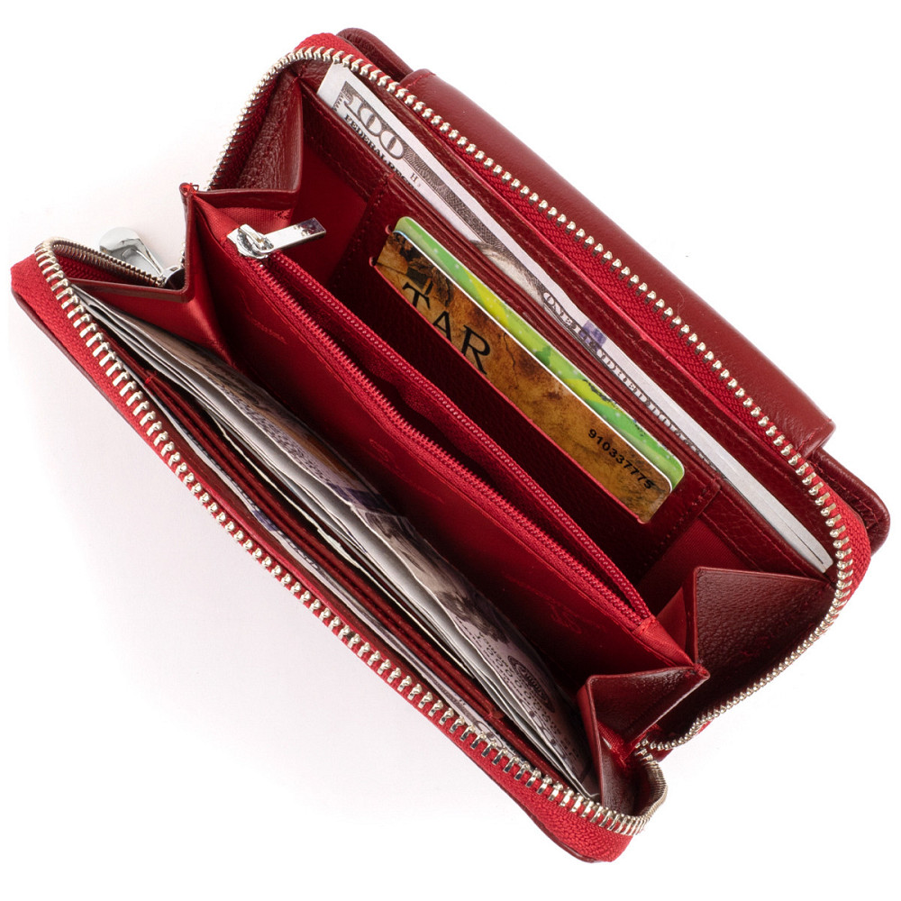 Гаманець зі шкіри на клямці ST Leather 19341 Бордовий Київ - фото 6