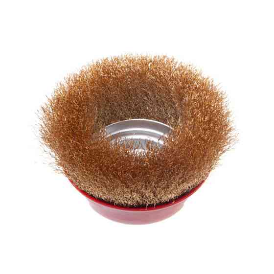 Щітка чашкова, 125 мм, M14, кручений дріт покритий латунню, для КШМ, 6500 об/хв INTERTOOL BT-1126 Київ