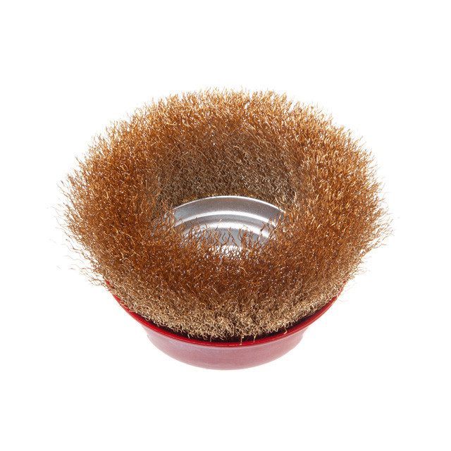 Щітка чашкова, 125 мм, M14, кручений дріт покритий латунню, для КШМ, 6500 об/хв INTERTOOL BT-1126 Київ - фото 3