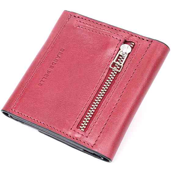 Стильний невеликий гаманець із натуральної шкіри GRANDE PELLE 16800 Бордовий Київ