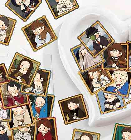 Набор наклеек 50 шт с известными картинами, винтажные стикеры искусство для блокнота ноутбука Киев