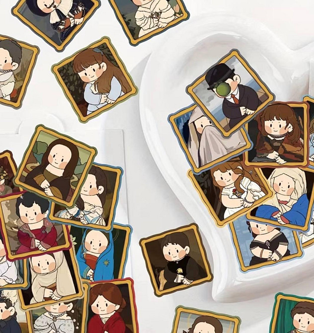 Набор наклеек 50 шт с известными картинами, винтажные стикеры искусство для блокнота ноутбука Киев - изображение 6