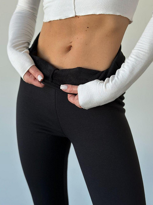 Жіночі повсякденні теплі лосини  з високою посадкою матовий трикотаж на щільному хутрі Одеса - фото 4