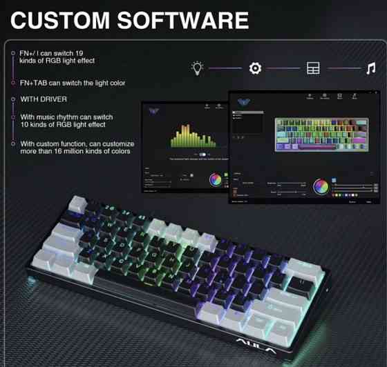 НОВЫЕ Механические Клавиатуры AULA F3261 RGB (red switch) HOT SWAP. Харьков