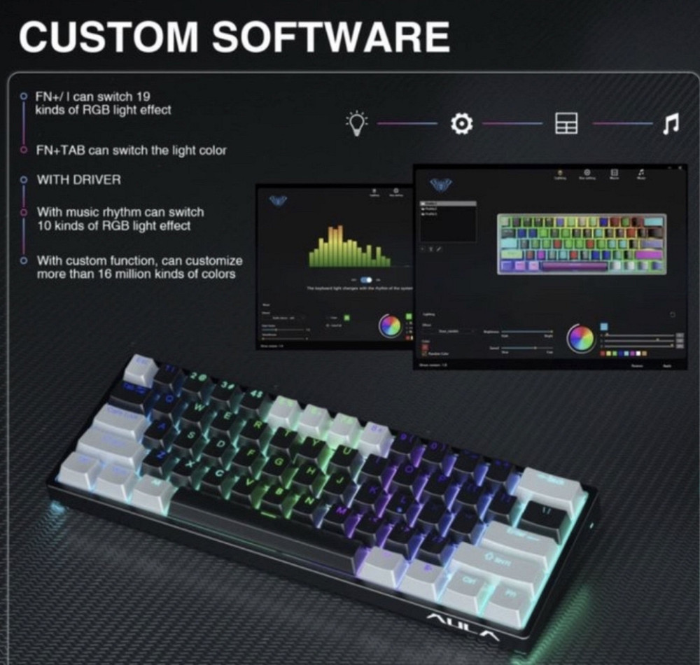 НОВЫЕ Механические Клавиатуры AULA F3261 RGB (red switch) HOT SWAP. Харьков - изображение 3