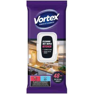 Салфетки для уборки Vortex Влажные Для кухни С клапаном 48 шт. (4823071641257) Винница