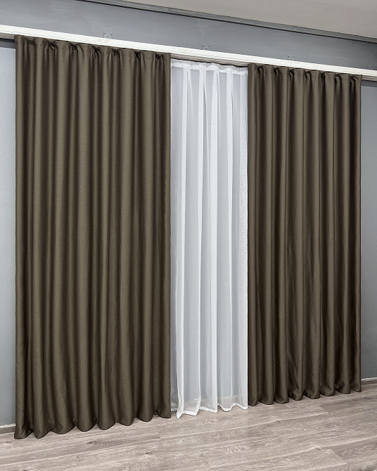 Комплект готових штор VR-Textil Шеніл однотонний № 1591ш Кавовий 150х270 см 2 шт (33-0556) Київ - фото 12