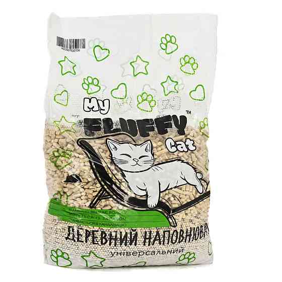 Гигиенический универсальный наполнитель My Fluffy Cat древесный наполнитель с поглощающим эффектом, 5 кг Винница
