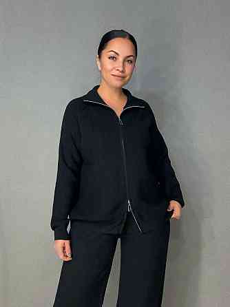 Костюм жіночий Joy one 382 вʼязаний брюки з кофтою на блискавці чорний, чорний, one size Київ