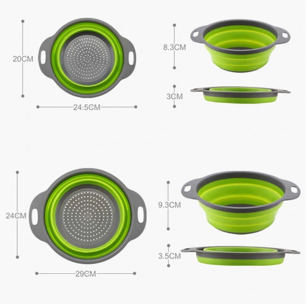 Силиконовый складной дуршлаг COLLAPSIBLE FILTER BASKETS с ручками для кухни, компактен и удобен в хранении Одесса - изображение 4