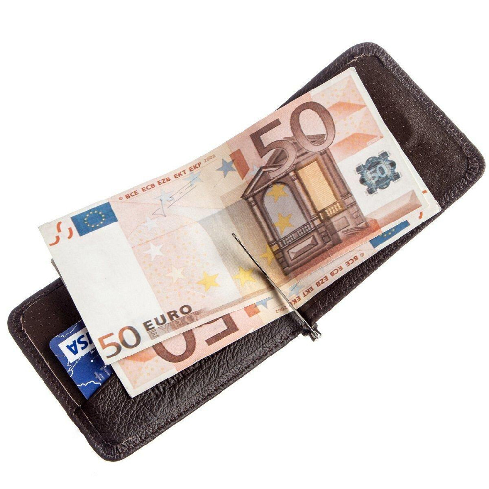 Удобный мужской зажим для купюр ST Leather 18938 Коричневый Киев - изображение 4