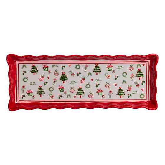 Сервірувальне новорічне блюдо для закусок Merry Christmas 36,5×13×3 (см) з порцеляни CR-1-16 Київ