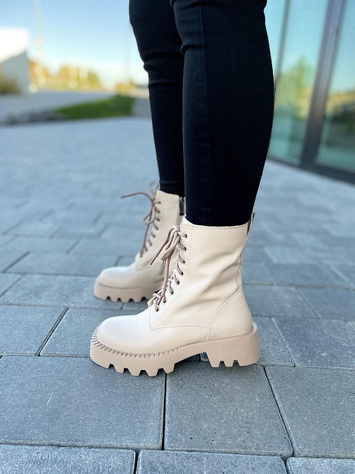 Egga Черевики жіночі EGGA бежеві натуральна шкіра висота 17см ( -118) 37р.39р.40р. Коломыя - изображение 7