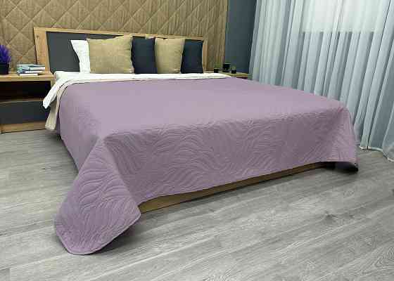 Покривало двостороннє Decorator Microfiber листя 215x240 см бузковий із бежевим (85-141) Київ