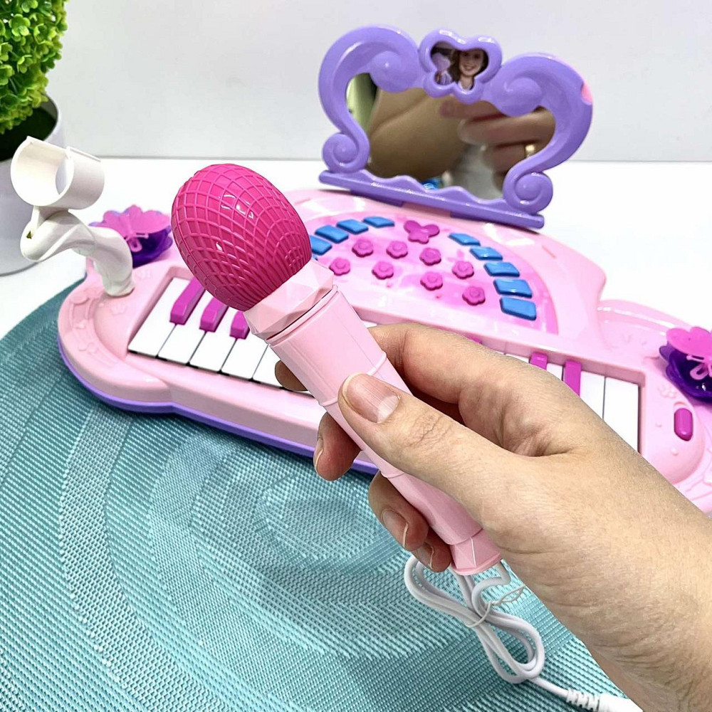 Піаніно синтезатор музичний зі стільчиком 25 клавіш з MP3 мікрофоном та регулятором гучності Рожевий (J92-01) Чернігів - фото 10