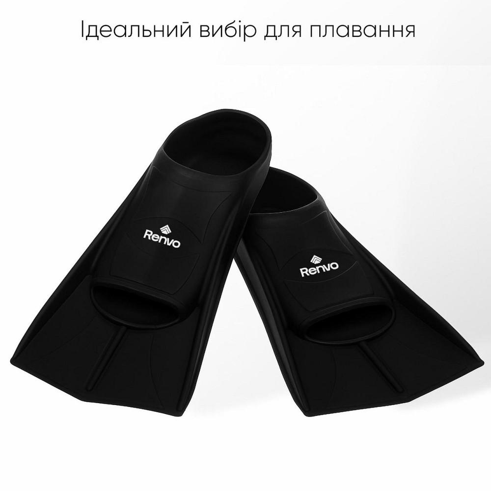 Короткі ласти для тренування в басейні Renvo Frio із закритою п'ятою Чорний 39-41 (SF100-01 39-41) Київ - фото 2