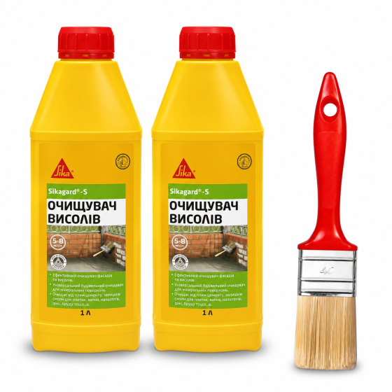 Комплект для очищення висолів від забруднень Sika Sikagard-S 1 л (2 шт) + пензель Beorol Universal 40*15 мм Київ