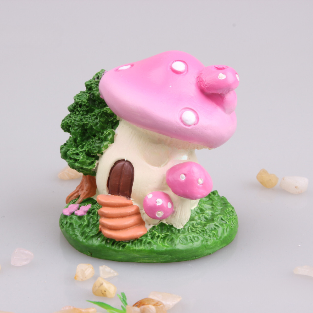 Сказочный домик-грибочек из полистоуна. Для миниатюры, флорариума, мини-сада,  вазона, песчаного стола Рожева шапка Одесса - изображение 1