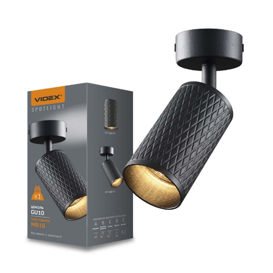 LED Світильник під лампу GU10 поворотний чорна призма VL-SPF02B-BP Videx Житомир - фото 2