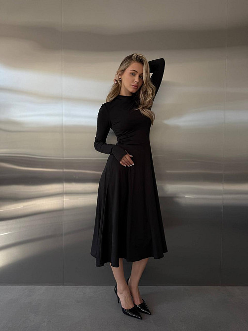 Женское стильное вечернее миди платье из микродайвинга Черный, 44/46 Одесса - изображение 7