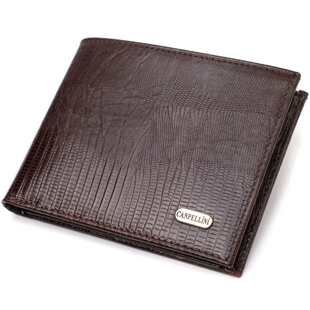 Зручне чоловіче портмоне із натуральної фактурної шкіри Коричневий (CANPELLINI) Київ - фото 5