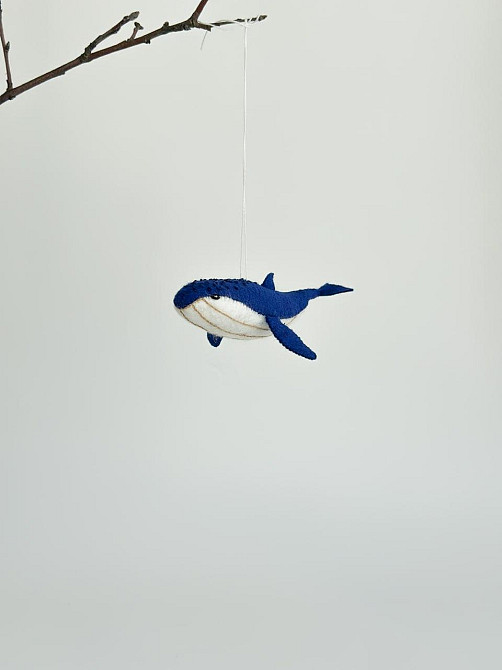 Мягкая фетровая игрушка синий кит ручной работы – безопасная развивающая игрушка Киев - изображение 5