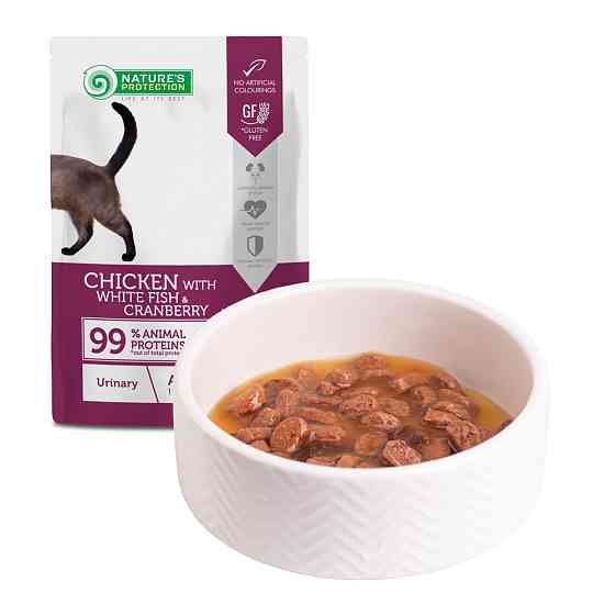 Nature’s Protection Adult cats Urinary Chicken with White Fish & Cranberry Вологий корм для котів для підтримки сечовидільної системи з куркою, бі Київ