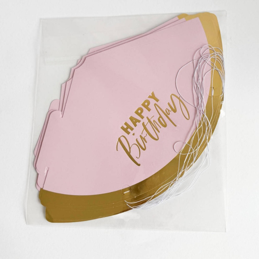 Набор колпаков, 10 штук, высота 16 см, Happy Birthday, розовые Киев - изображение 2