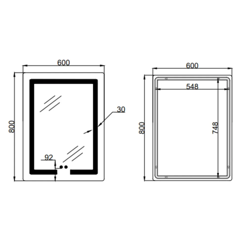 Зеркало Lidz Kubis (KU2) 600х800 с LED-подсветкой Touch, с антизапотеванием, с диммером, рег. яркости LD78LF937608048449 Киев - изображение 2