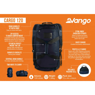 Сумка дорожная Vango Cargo 120 Moonlit Ocean (RUUCARGO0000001) (930854) Винница - изображение 8