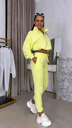 Женский плюшевый прогулочный костюм двойка из велюра Желтый, 42/44 Одесса