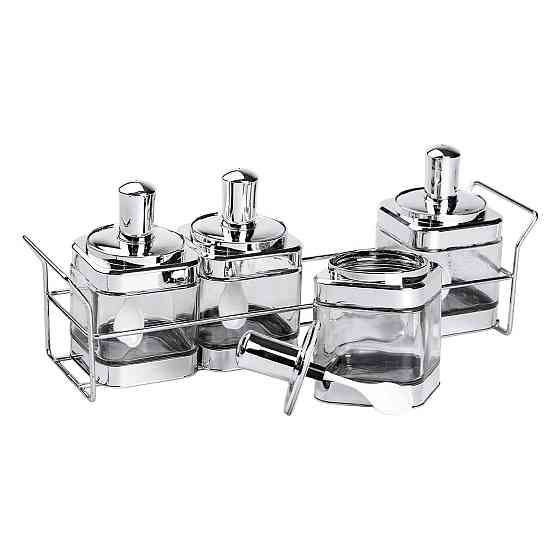 Набір банок для сипучих продуктів 4 штуки 350 мл скляні на підставці HP-1340 Київ