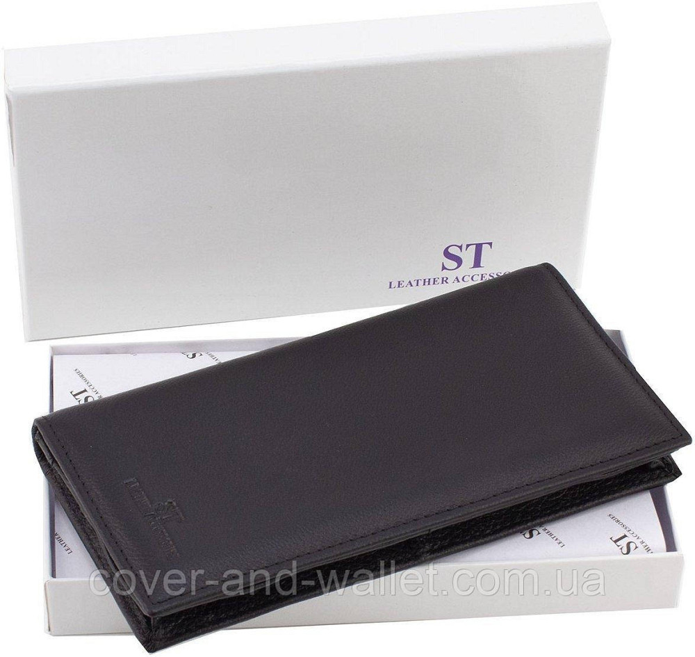 Мужской кожаный кошелек купюрник на магнитах черного цвета ST 152 Киев - изображение 7