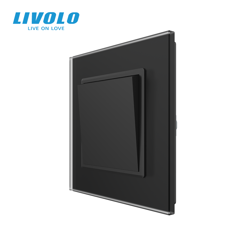LIVOLO Одноклавішний прохідний вимикач LIVOLO чорний матовий скло Коломия - фото 9