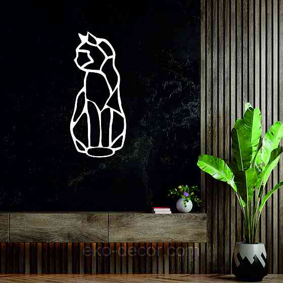 Декоративное настенное Панно «Кот» Декор на стену 110*48 см, Белый Киев