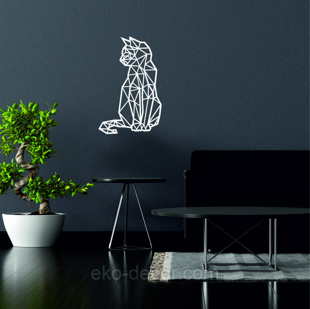 Декоративное настенное Панно «Кот» Декор на стену 70*45 см, Белый Киев - изображение 2