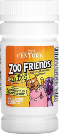 Мультивитамины для детей 21st Century Zoo Friends Multi with Extra C 60 жев таб Киев