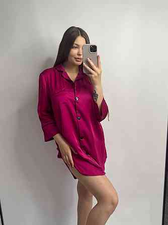 Жіноча нічна сорочка подовжена шовкова Малиновий M Харків
