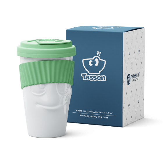 Чашка з кришкою Tassen Смачна (400 мл) порцеляна М'ята Київ