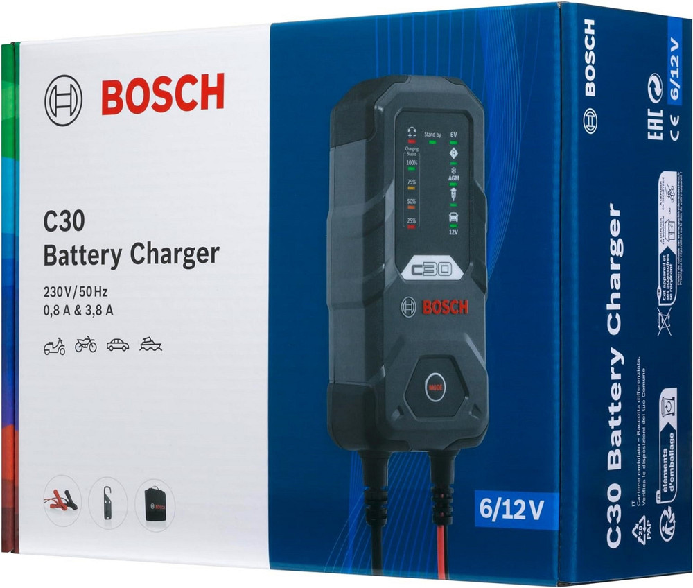 Зарядний пристрій для акумуляторів Bosch C30 6/12V 3.8A (0189911030) Харків - фото 7