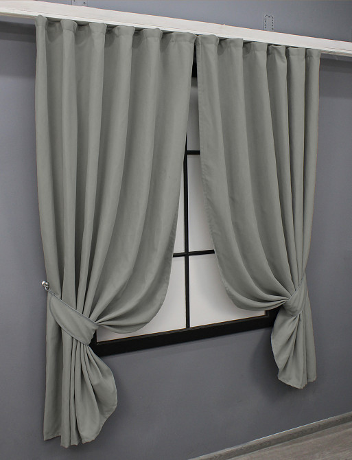 Комплект коротких штор VR-Textil Мікровелюр Petek № 1477ш Світло-сірий 140х170 см 2 шт (35-0221) Київ - фото 2