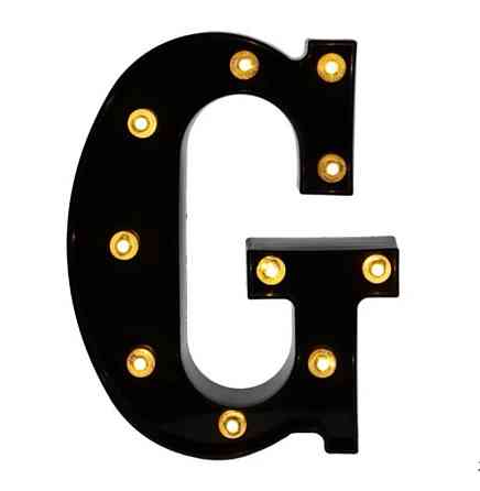 Буква с подсветкой G объемная маленькая 22 на 17 см черный Киев