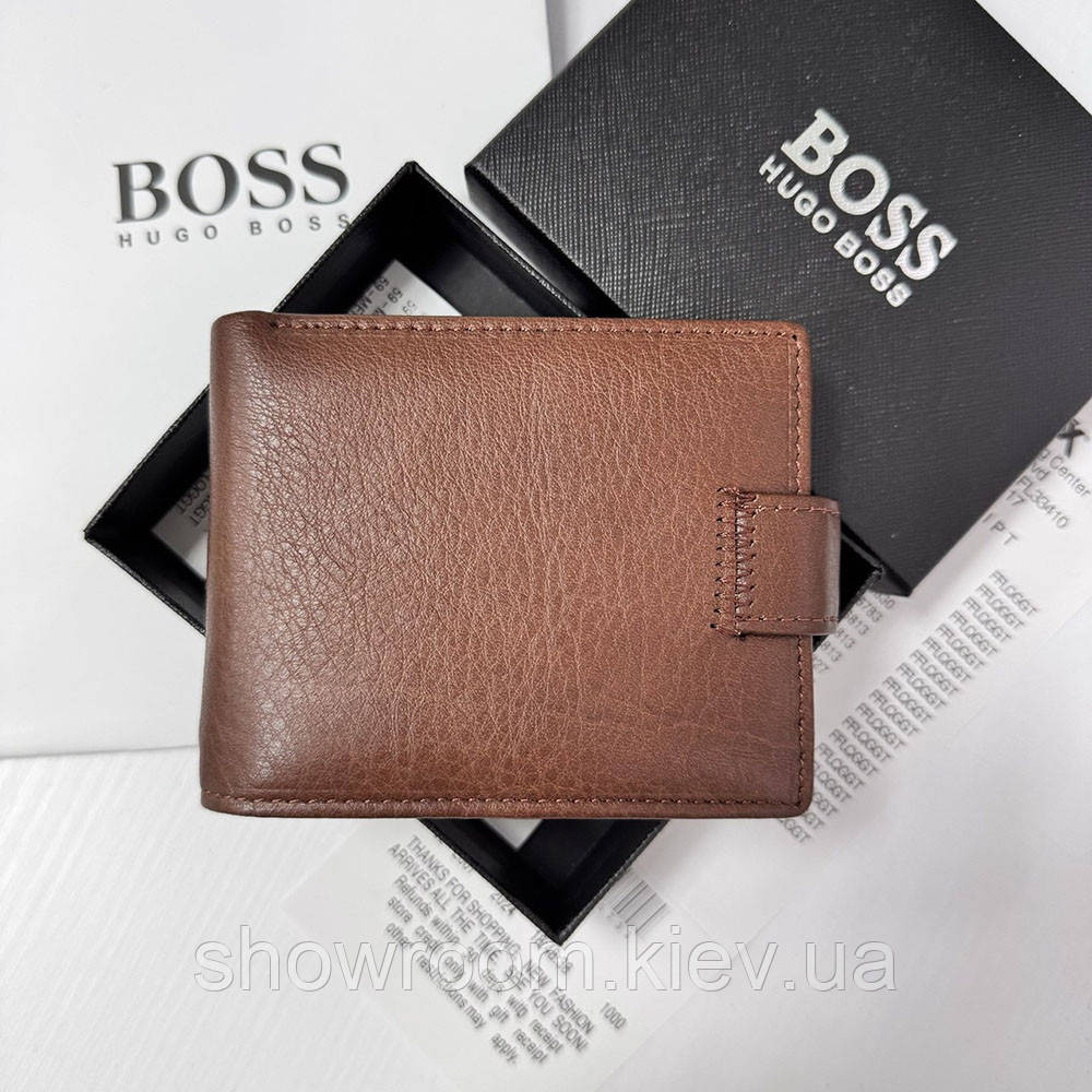 Мужское кожаное портмоне на магните Boss (82081) коричневый Киев - изображение 5