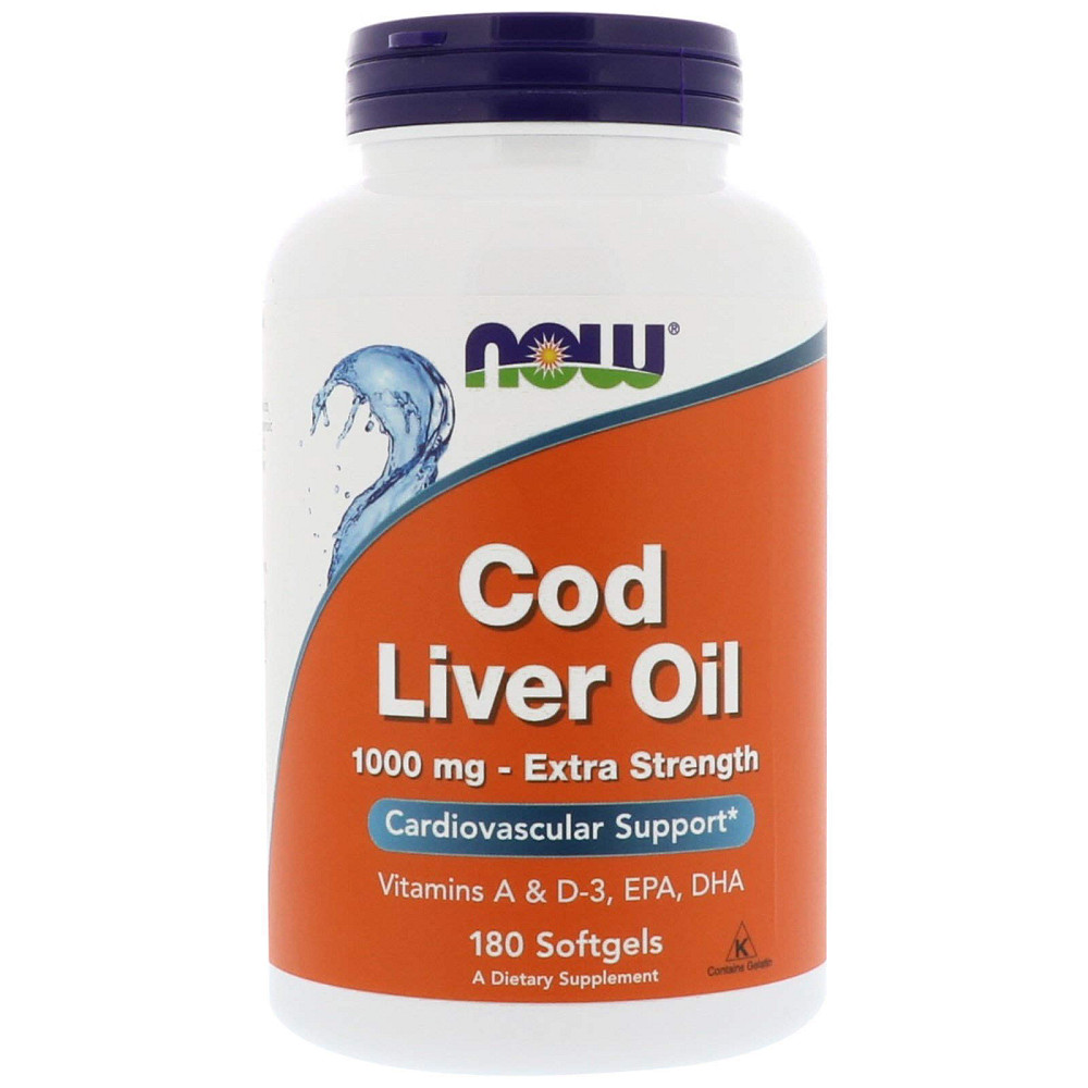 Рыбий жир из печени трески, Cod Liver Oil, Now Foods, 1000 мг, 180 гелевых капсул Луцк - изображение 1