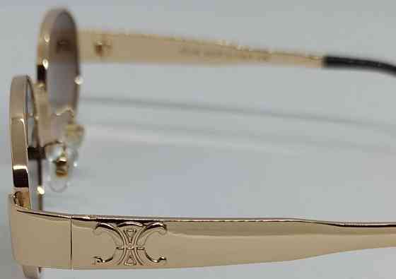 Брендовые женские очки овальные серо коричневый градиент в зол металле. Киев