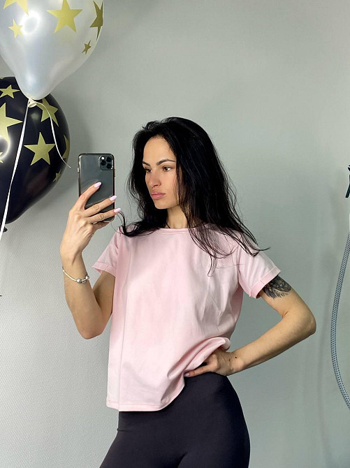 Базова футболка жіноча однотонна Світло-рожевий S Харків - фото 2
