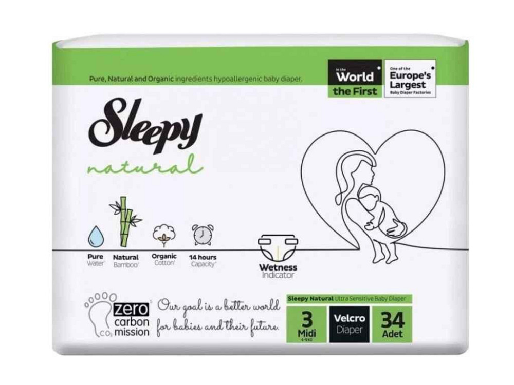 Подгузники р.3 34шт Jumbo Midi 4-9кг (белые) ТМ SLEEPY Киев - изображение 1