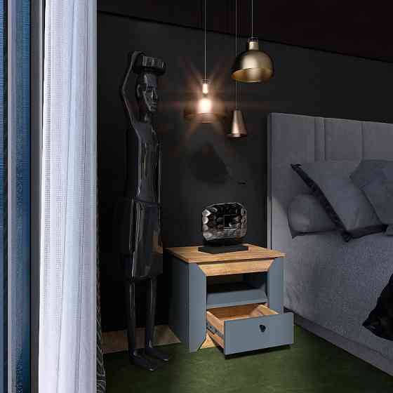 Тумба приліжкова Еверест Нордік-500 Графіт + Дуб крафт золотий (DTM-5544) Дніпро